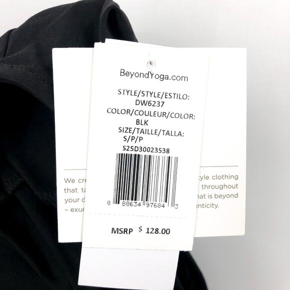 BEYOND YOGA Around The World Front Twist Dress Small Black Sleeveless NWT - Picture 10 of 10